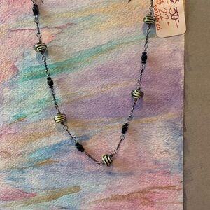 Elegant Black and Yellow Bumblebee Glass Beaded Necklace - quality soldered!